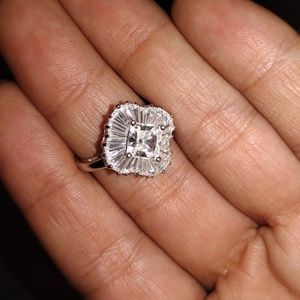 Diamonique 14k 2.95 CT cz princess cut ballerina ring